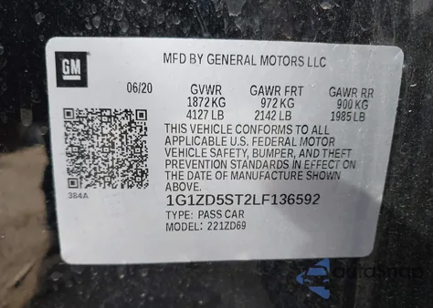 2020 Chevrolet Malibu Fwd Lt from USA, damaged, VIN 1G1ZD5ST2LF136592